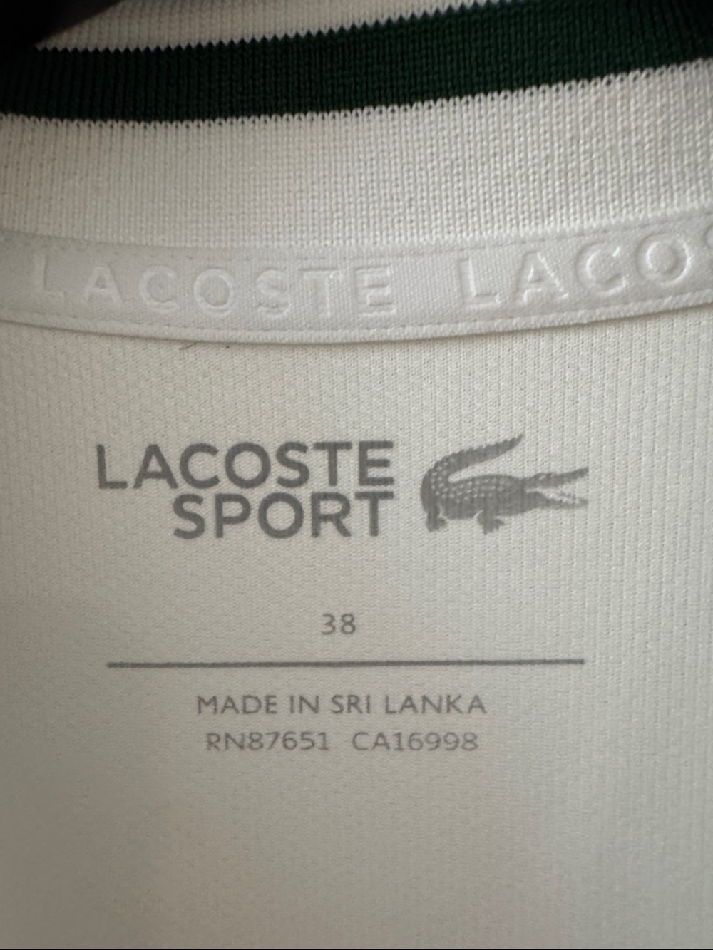 Lacoste White Sleeveless V-Neck Tennis Dress with Forest Green Trim - Picture 7 of 8